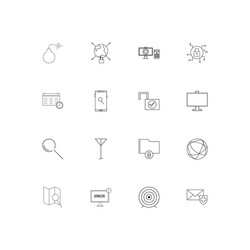 internet security linear thin icons set outlined vector image