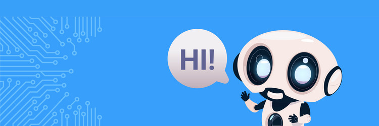 robot chatter bot say hi over circuit background vector image