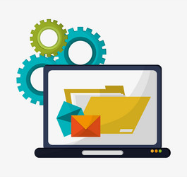 computer folder file email gears vector image