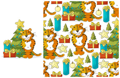 cute set of element and seamless pattern ideal vector image