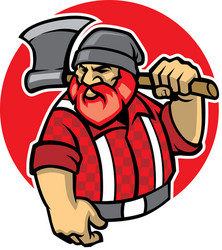 Lumberjack lean on the wood log Royalty Free Vector Image