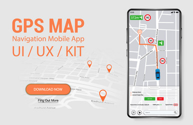 Mobile map gps app design smartphone apps Vector Image