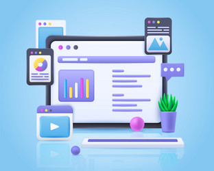 3d graphic ux ui design internet website create vector image