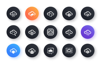 Cloud data and technology icons hosting vector