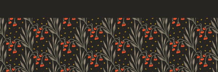 dark boho flowers seamless border pattern vector