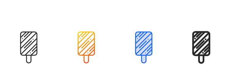 ice cream iconthin linear gradient blue stroke vector image