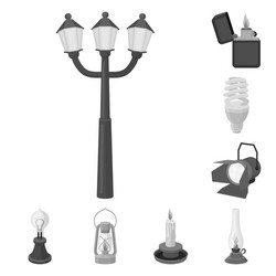 light source monochrome icons in set collection vector