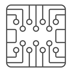 pcb layout square shape chip thin line icon vector image