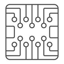 Pcb layout square shape chip thin line icon vector