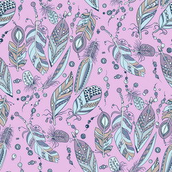 seamless pattern with feathers and beads vector image