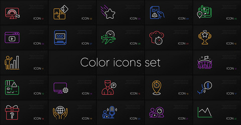 set of timer line chart and lgbt icons vector image