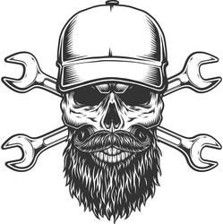 Vintage Trucker Skull with Spanners Vector Image