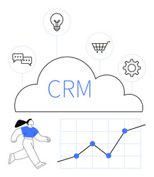 cloud crm system with analytics chart vector image
