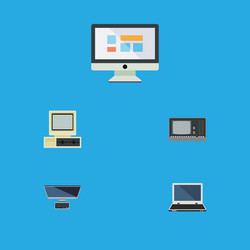 flat icon computer set of notebook vector image