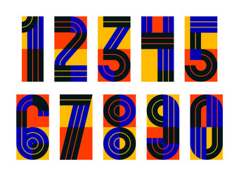 geometric numbers set digits retro 90s style vector image