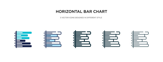 horizontal bar chart icon in different style two vector