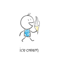 Man Enjoying Ice Cream vector image