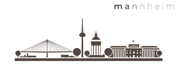 Mannheim Skyline Silhouette Vector Image