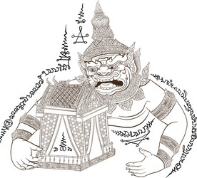 thai traditional tattoo yantra temple pain vector