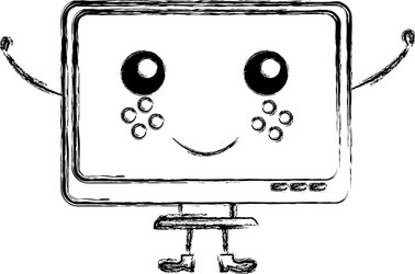 computer display kawaii character vector image