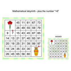Mathematical labyrinth worksheet - plus Royalty Free Vector