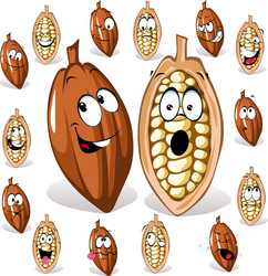 Multiple Cocoa Bean Expressions vector image