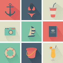 abstract summer objects on squares with different vector image