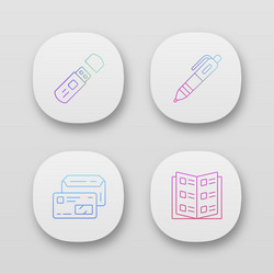office work accessories app icons set uiux user vector image