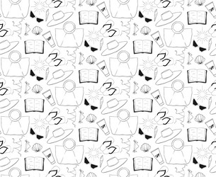 beach essentials seamless pattern graphic line vector image