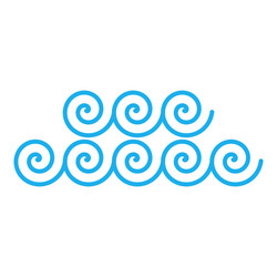 blue wave pattern or iconocean wawes in linear vector image