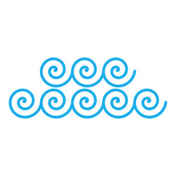 blue wave pattern or iconocean wawes in linear vector