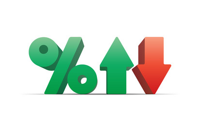 percentage with up and down arrows isolated vector image