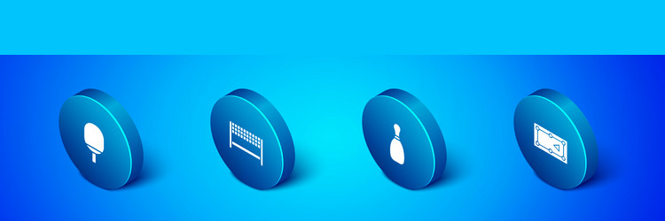 set isometric racket for playing table tennis vector image