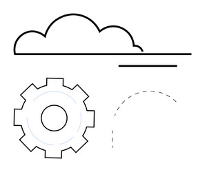 cloud computing concept with gear and dashed line vector image