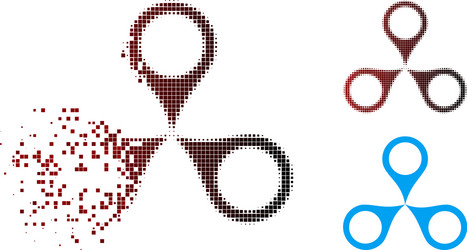 disintegrating pixel halftone map markers icon vector image