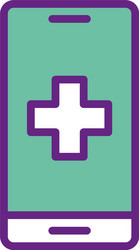 isolated cross inside smartphone line and fill vector image