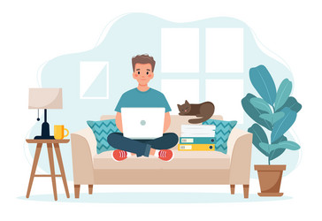Man Working From Home Office vector image