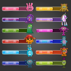 Big set game resource bar with cartoon mythical vector