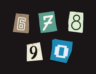 Colorful newspaper cut numbers set vector