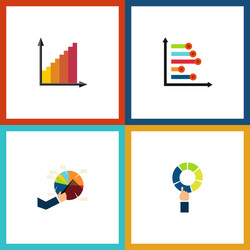 flat icon diagram set of monitoring pie bar vector image