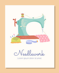 Poster with sewing machine concept vector