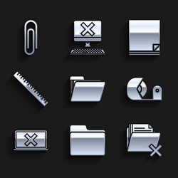 set document folder delete scotch laptop vector image