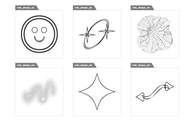 set of y2k style objects extraordinary vector image
