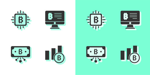 set pie chart infographic bitcoin cpu mining farm vector image