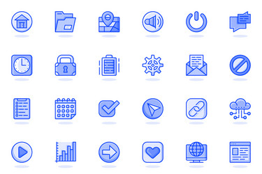 User interface buttons web flat line icon bundle vector