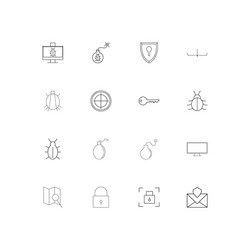internet security linear thin icons set outlined vector image