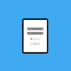 log in screen on tablet mobile application vector image