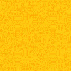 Thin holiday line oktoberfest yellow seamless vector