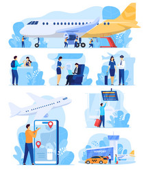 Airline services people in airport staff vector