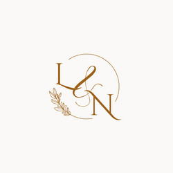 Letter ln wedding monogram logo design Royalty Free Vector